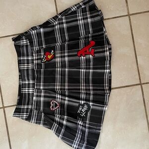 No Boundaries Black and White Plaid Skirt